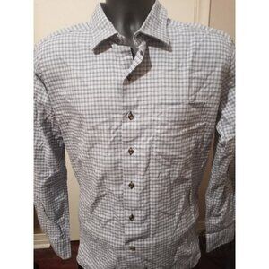 Men's David Donahue Blue Brown Long Sleeve Button Shirt XL Cotton